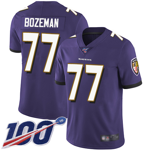 Baltimore Ravens Limited Purple Men Bradley Bozeman Home Jersey NFL Football #77 100th Season Vapor Untouchable